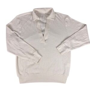 The Group Babaton Cream Waffle Knit‎ Collared Pullover Sweatshirt XS